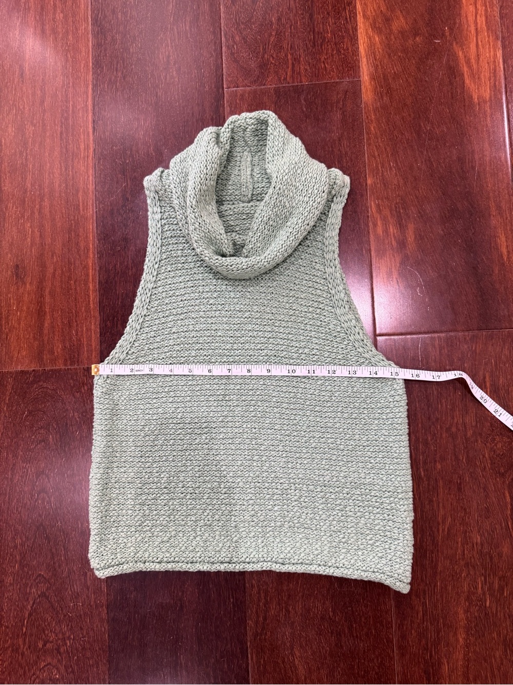 Sage Cotton Knit Cowl Neck Sweater Tank Top Small Sleeveless By Together - Picture 13 of 14